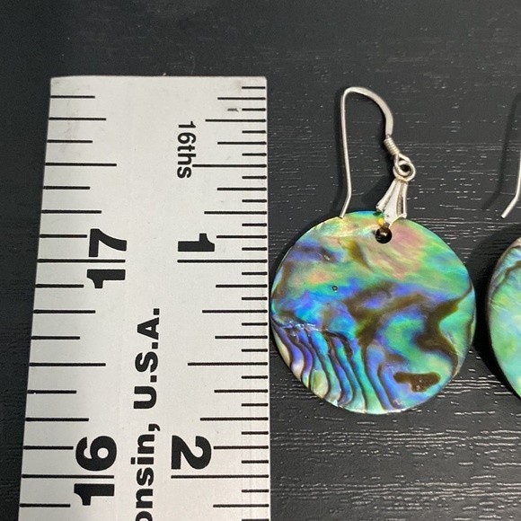 Sterling Silver Abalone Shell Dangle Earrings - Picture 4 of 5